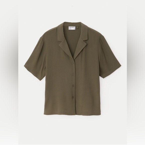 Frank & Oak The Camp Collar Blouse in Dark Khaki - Picture 6 of 14